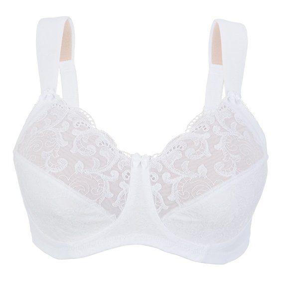 Glamorise 36F SOFT SHOULDERS Support Bra EXTRA-WIDE-STRAPS Wirefree White NEW - Picture 1 of 13
